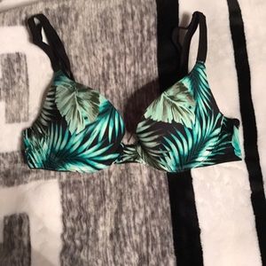Tropical Palm Leaf Push up Bra Pink Vs